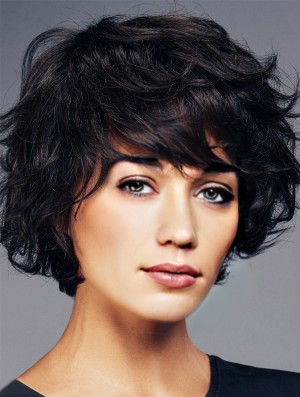 Wigs For Women Black Cropped Wavy Boycuts Wigs