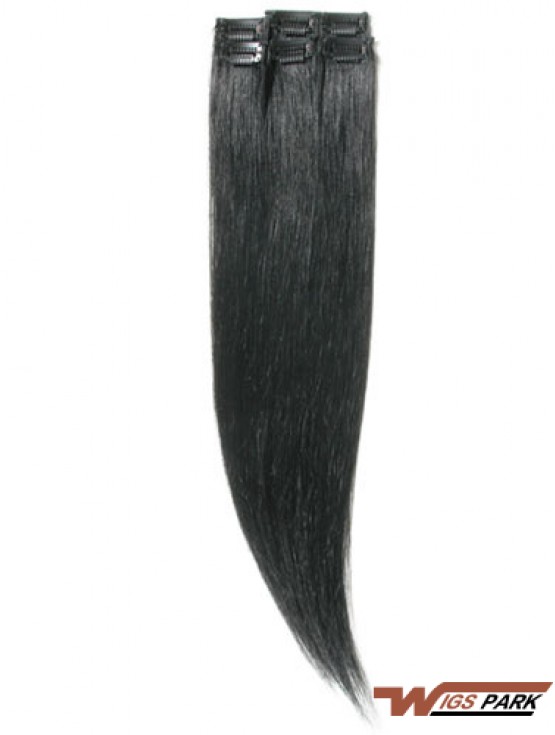 Amazing Black Straight Remy Real Hair Clip In Hair Extensions