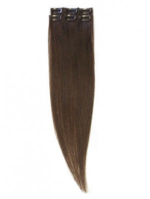 Popular Brown Straight Remy Real Hair Clip In Hair Extensions