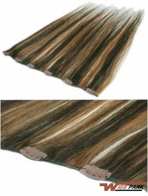 Fashion Brown Straight Remy Real Hair Clip In Hair Extensions