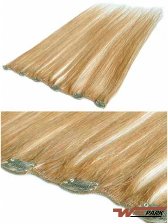 Suitable Blonde Straight Remy Real Hair Clip In Hair Extensions