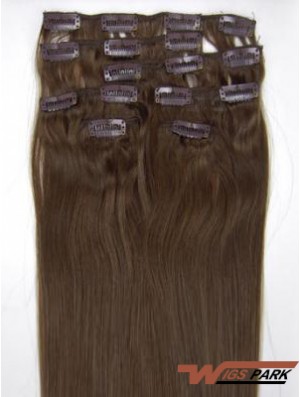 Perfect Brown Straight Remy Real Hair Clip In Hair Extensions