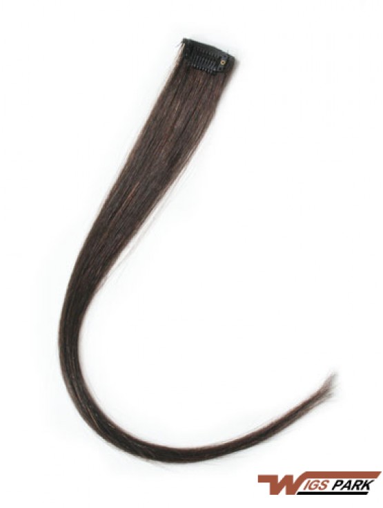 Modern Brown Straight Remy Real Hair Clip In Hair Extensions