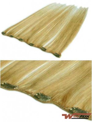 Flexibility Blonde Straight Remy Real Hair Clip In Hair Extensions