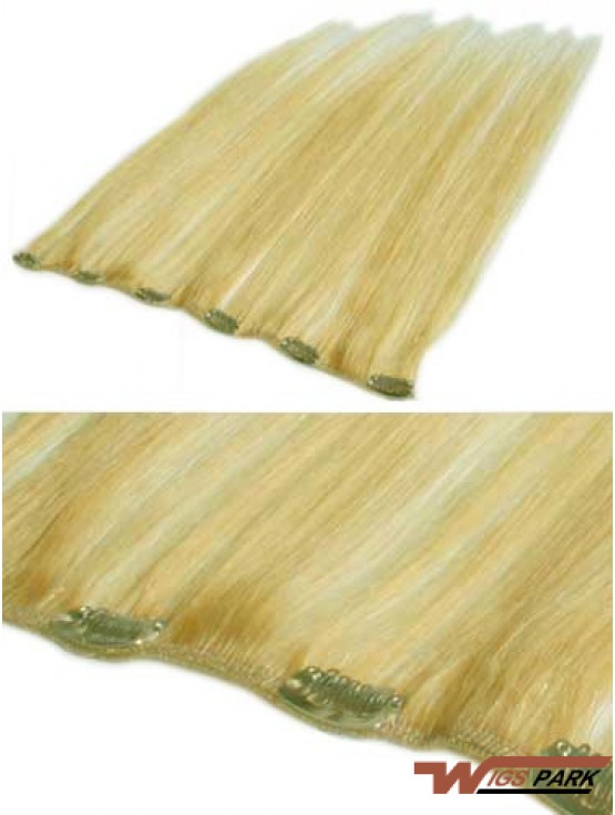 Affordable Blonde Straight Remy Real Hair Clip In Hair Extensions