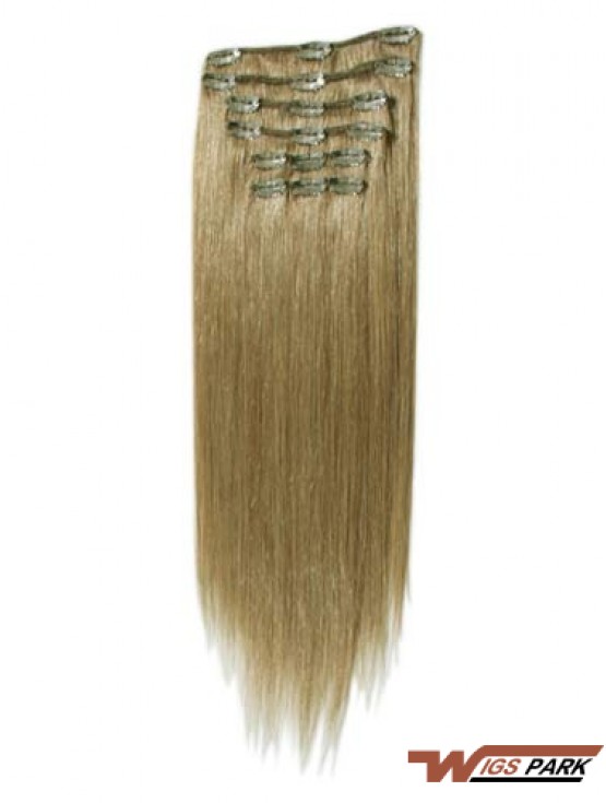 Natural Brown Straight Remy Real Hair Clip In Hair Extensions