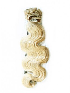 Stylish Blonde Wavy Remy Real Hair Clip In Hair Extensions