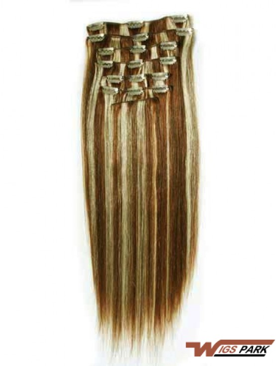 New Brown Straight Remy Real Hair Clip In Hair Extensions