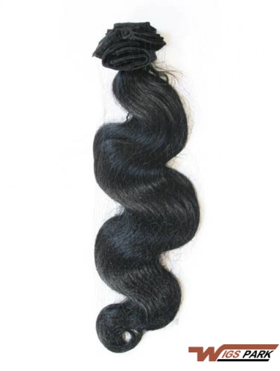 Black Wavy Style Remy Real Hair Tape In Hair Extensions