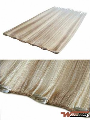 Convenient Blonde Straight Remy Real Hair Clip In Hair Extensions