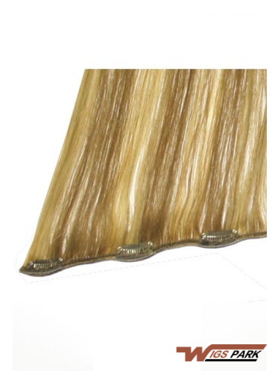 No-Fuss Blonde Straight Remy Real Hair Clip In Hair Extensions