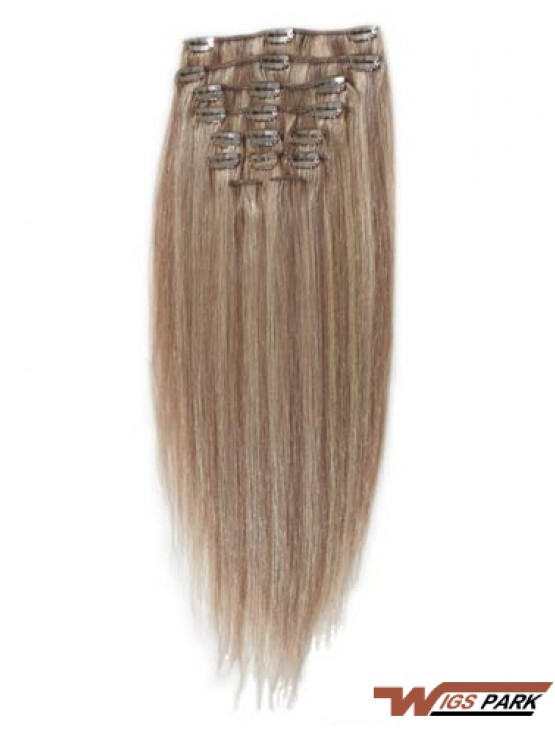 Great Blonde Straight Remy Real Hair Clip In Hair Extensions