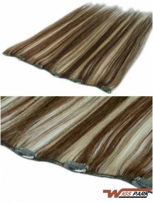 Hair Extensions Clip In Brown Color Straight Style With Remy