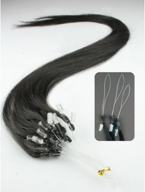 Convenient Black Straight Micro Loop Ring Hair Extensions