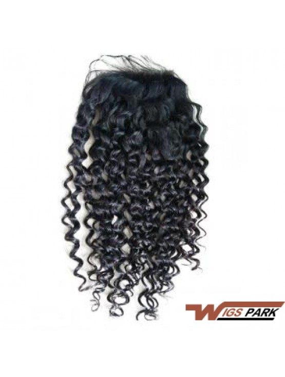 Lace Closures Curly Style Black Color Long Length With Remy