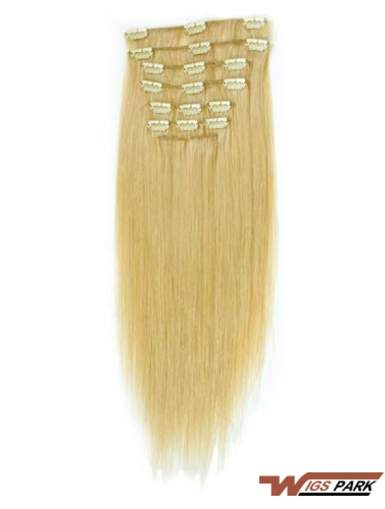 Suitable Blonde Straight Remy Real Hair Clip In Hair Extensions