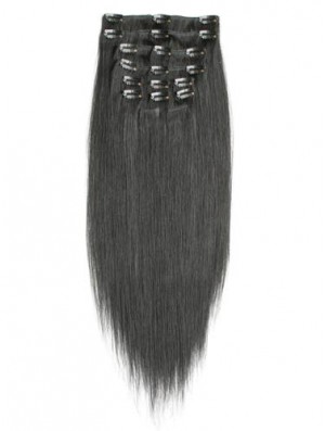 Incredible Black Straight Remy Real Hair Clip In Hair Extensions