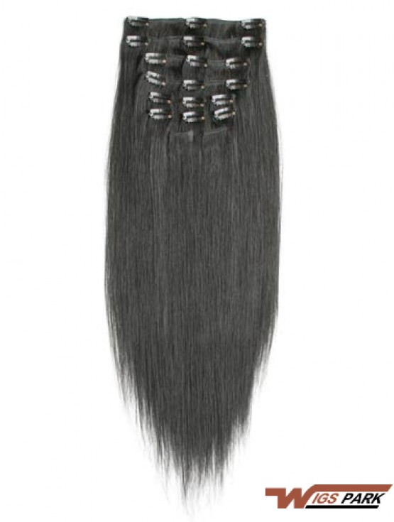 Incredible Black Straight Remy Real Hair Clip In Hair Extensions