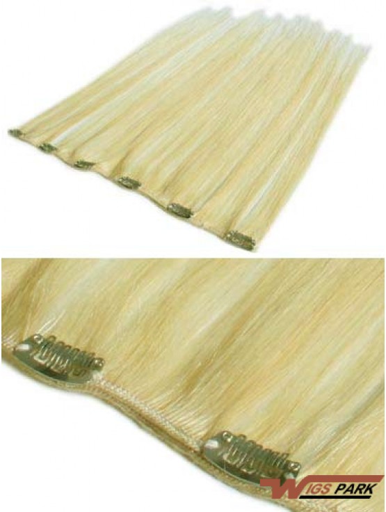 Cheapest Blonde Straight Remy Real Hair Clip In Hair Extensions