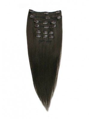 Good Black Straight Remy Real Hair Clip In Hair Extensions