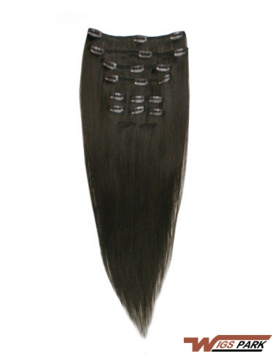 Good Black Straight Remy Real Hair Clip In Hair Extensions