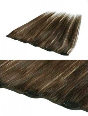 Convenient Brown Straight Remy Real Hair Clip In Hair Extensions