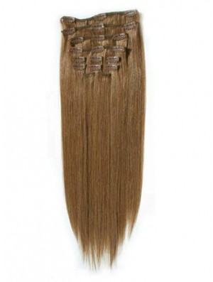 Fashionable Blonde Straight Remy Real Hair Clip In Hair Extensions