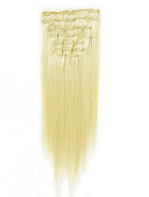 Perfect Blonde Straight Remy Real Hair Clip In Hair Extensions