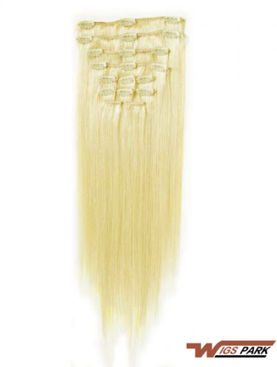 Perfect Blonde Straight Remy Real Hair Clip In Hair Extensions