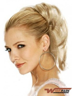 Hairpieces Clip In Blonde Color Straight Style With Synthetic