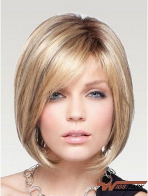 Bob Wigs Remy Real Chin Length Blonde Color Straight Style