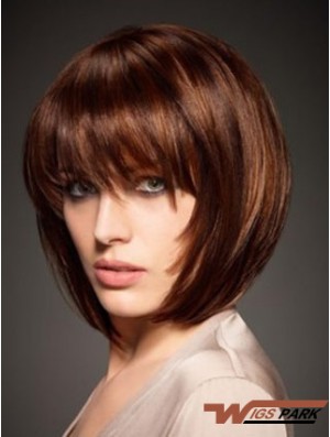 Real Hair Straight Style Chin Length Bobs Cut