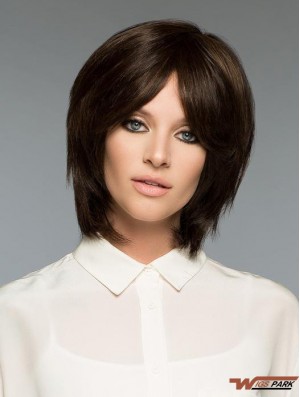 Brown Natural Straight Short Remy Real Hair Bob Wigs