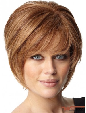 Short Bob Hairstyles Remy Real Capless Bobs Cut Auburn Color