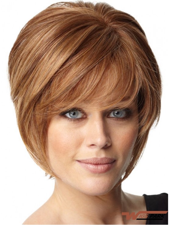 Short Bob Hairstyles Remy Real Capless Bobs Cut Auburn Color