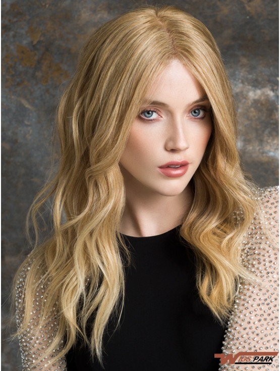 Long Lace Front Wigs Blonde Color Wavy Style Real Hair Wigs