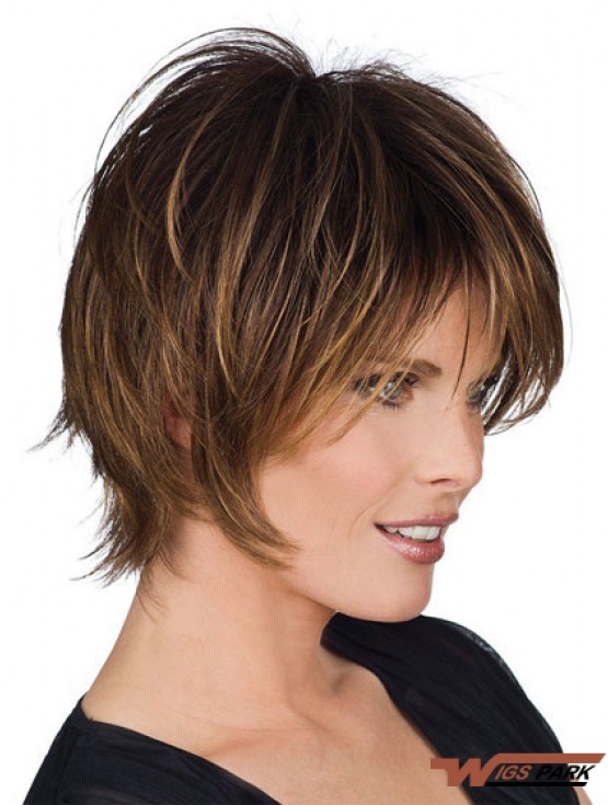 Real Real Hair Wigs With Capless Layered Cut Short Length