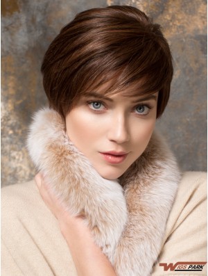 Short Straight Boycuts Auburn Designed 100% Hand-tied Wigs