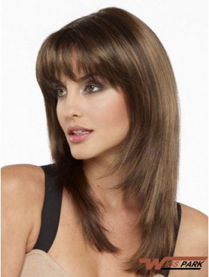 Best Real Silky Straight Real Hair With Bangs Capless Shoulder Length