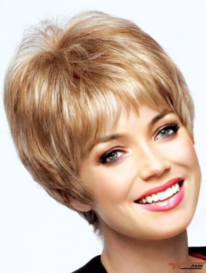 Monofilament Wigs Real Hair Straight Style Short Length Boycuts