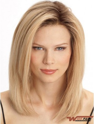 Cheap Monofilament Real Hair Wigs Sale Blonde Color Shoulder Length