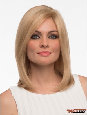 Straight Real Hair Straight Style Shoulder Length Blonde Color