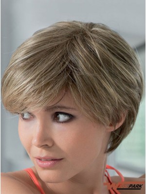 Mono Real Hair Wigs With Lace Front Short Length Boycuts