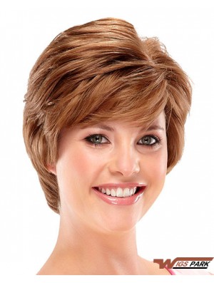 Designed Auburn Short Wavy Layered 6 inch Real Hair Wigs