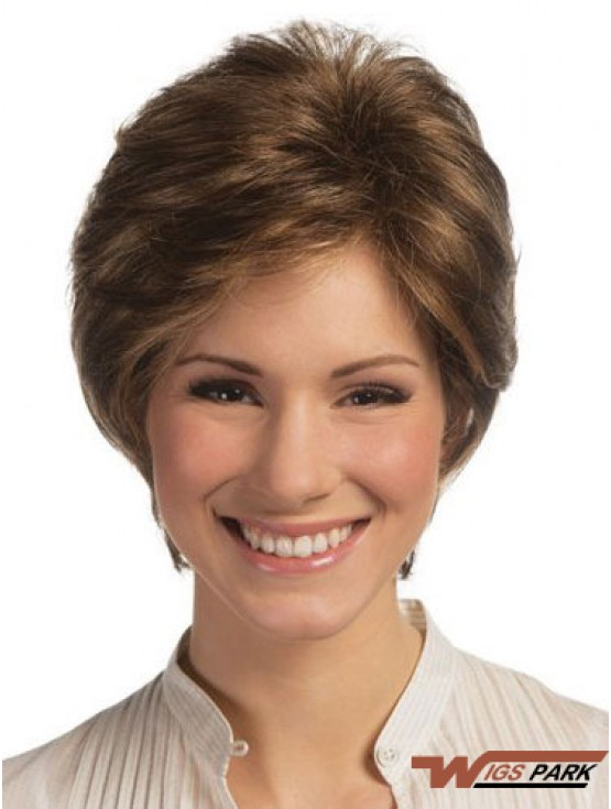 Lace Front Monofilament Real Hair Wigs Short Length Straight Style Boycuts