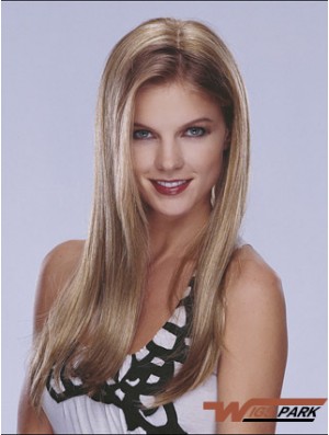 Half Blonde Wig Lace Front Long Length Straight Style