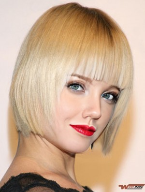 Blonde Chin Length 100% Hand-tied 10 inch  Wigs