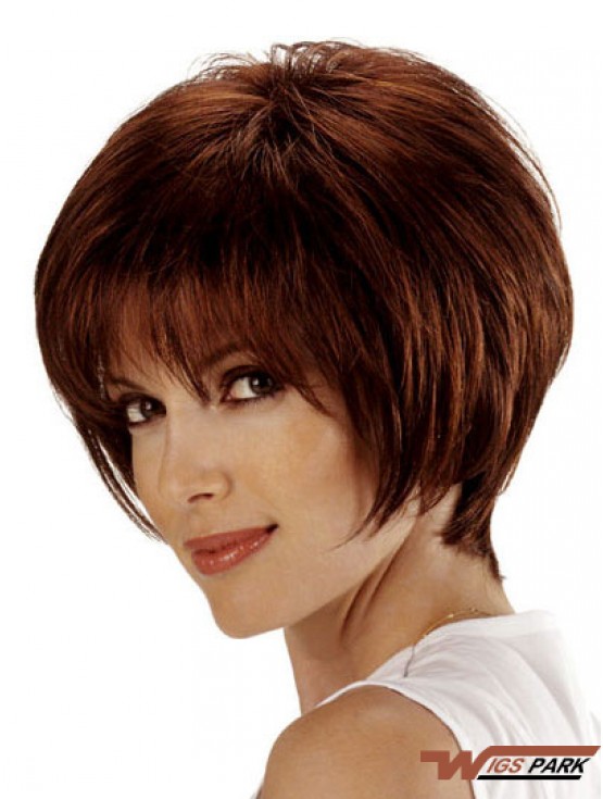 Real Bob Hair Wigs Remy Lace Front Chin Length Auburn Color