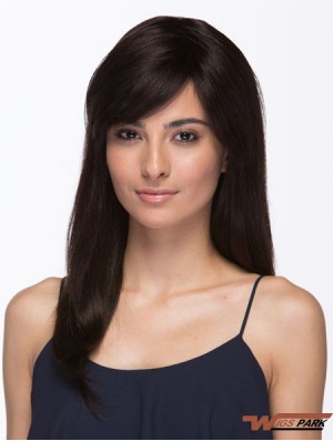 Brazilian Wigs Real Hair Long Length Brown Color With Bangs