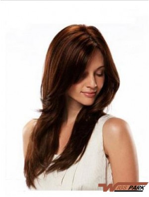 Monofilament Wig Real Hair Auburn Color Straight Style Long Length